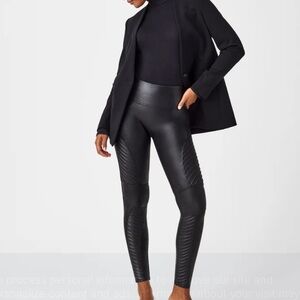 SPANX Black Faux Leather Moto Leggings